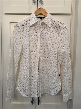 Lauren by Ralph Lauren Eyelet Button-Up Shirt
